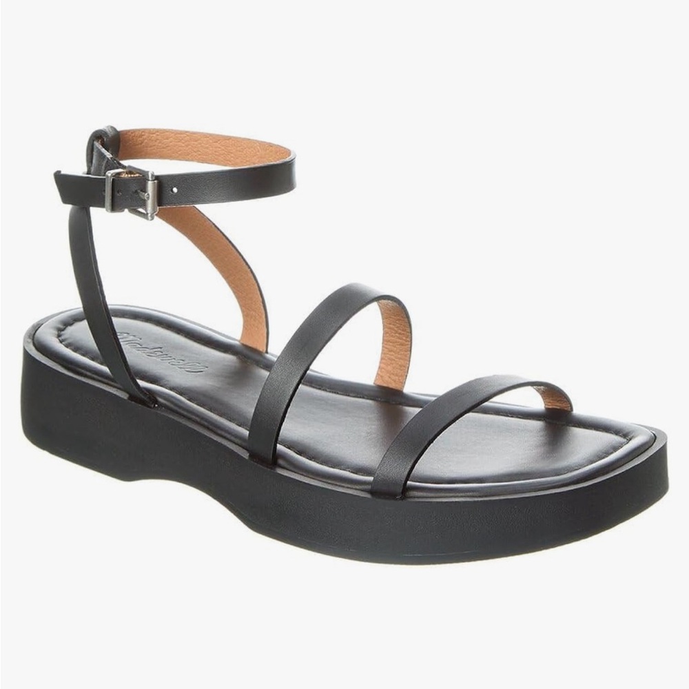 Madewell Black Leather Platform Ankle-Strap Sandals - Picture 2 of 12